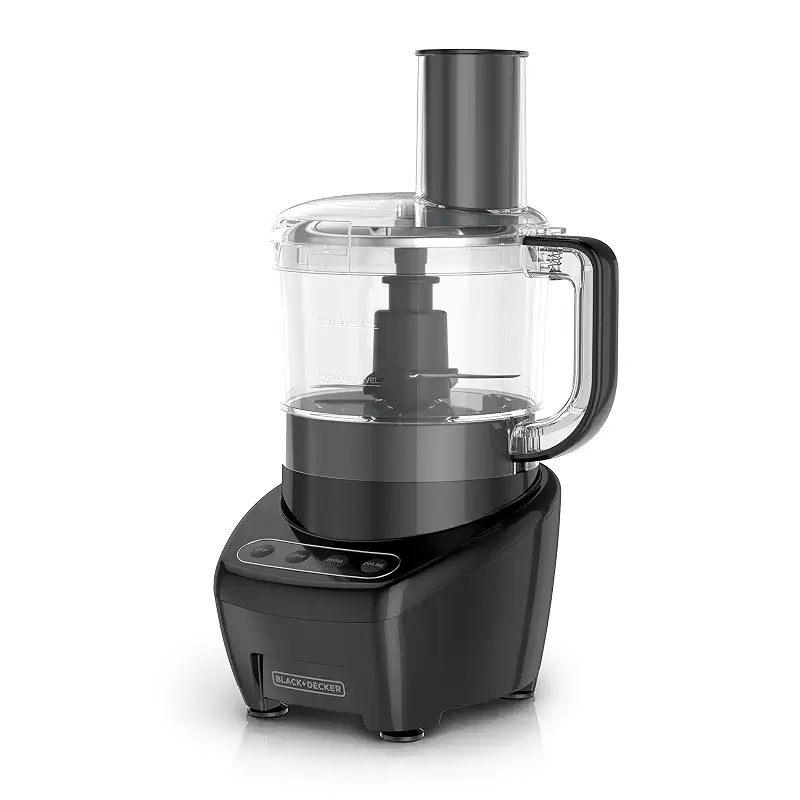 BLACK+DECKER Food Processor and Vegetable Chopper, Stainless Steel Blade, 8-Cup Capacity, 450W Power with Attachments to Shred, Slice, Mince, Grind, and Puree | Food Processor with easy assembly, chopping, slicing, shredding, 2 speeds, pulse & dishwasher-safe.