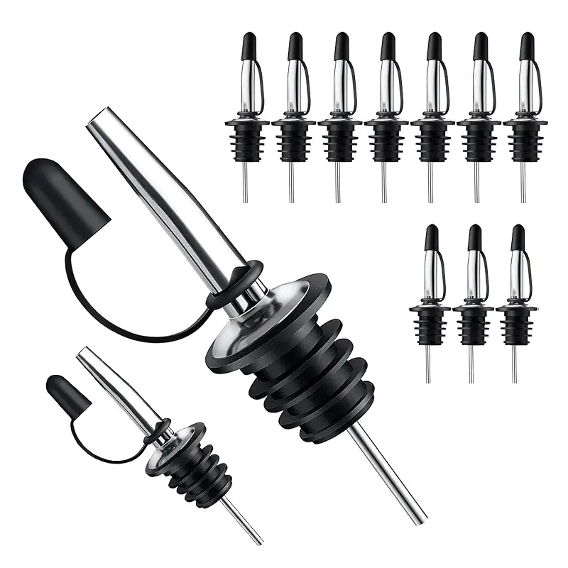 Pafusen 12 Pack Liquor Pour Spout With Dust Caps - Bottle Pourers for Alcohol, Olive Oil - Speed Pourers, Bar Bartender Accessories