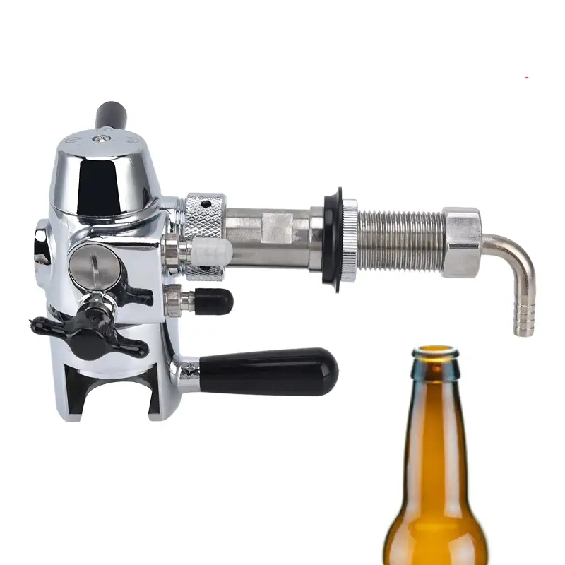 Cryfokt Beer Bottle Filler, No Foam Counter Pressure Bottle Filler with Removable Clip Lock 304 Stainless Steel Fast Filling Glass Bottle Filling Tool for Beer & Wine