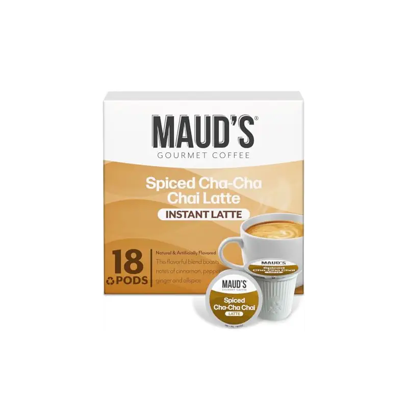 Maud's Chai Tea Latte Pods, 18ct | Gourmet Chai Tea Latte in Single Serve Pods – Compatible with Keurig Coffee Makers