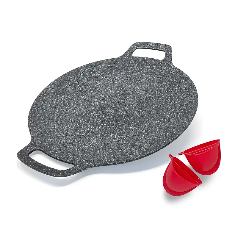 Saltlas Korean Style BBQ Grill Pan for Stove Top, 13" Lightweight Round Griddle with Double Bottom, Nonstick Coating Frying Pan for Induction, Gas, Camping & Outdoor Grilling