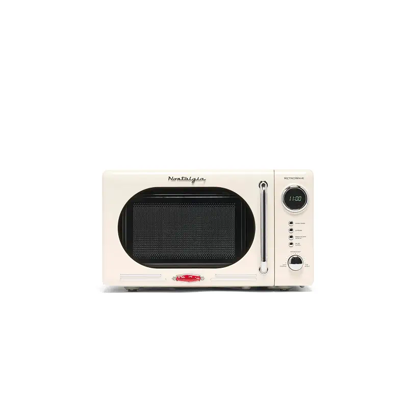 Nostalgia NRMO7IVY6A Retro Compact Countertop Microwave Oven, 0.7 Cu. Ft, Ivory