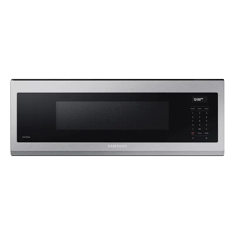 SAMSUNG 1.1 Cu Ft Smart SLIM Over the Range Microwave Oven w/ 550 CFM Hood Vent, Wi-Fi, Voice Control, LED Light Bar, Sensor Cook, 1100 Watt, ME11A7710DS/AA, Fingerprint Resistant Stainless Steel