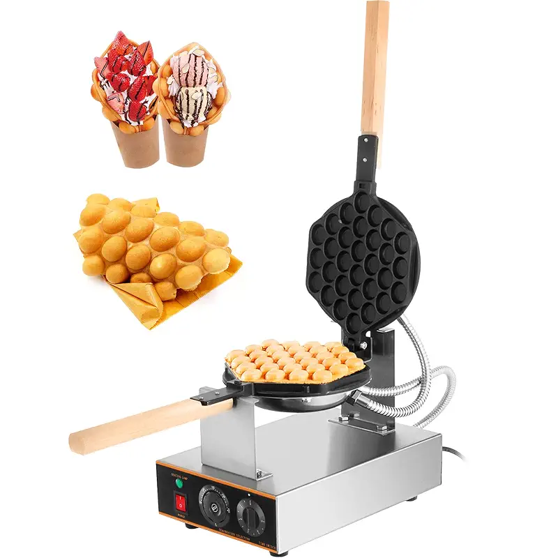 VEVOR Commercial Waffle Maker 30 Pcs, Electric Stainless Steel | Crepe/Bubble Waffle/Pancake Maker, Temp Control 122-482℉, Electric Ice Cream Cone Maker, Restaurant Bakery Snack Bar Family
