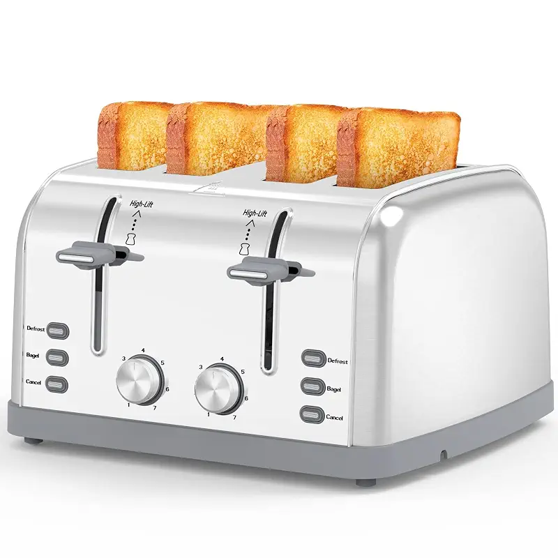 Toaster 4 Slice Retro Stainless Steel,Best Prime 4 Slice Toaster Wide Solt with 7 Shade Settings, Perfect for Waffles, Bagels and More Lainsten T-527