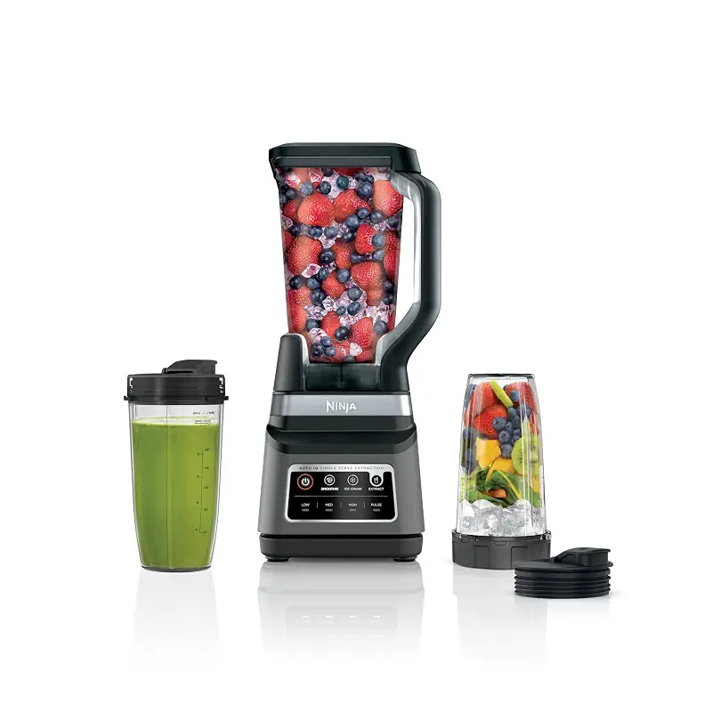 Ninja BN751 Professional Plus DUO Blender, 1400 Peak Watts, 3 Auto-IQ Programs for Smoothies, Frozen Drinks & Nutrient Extractions, 72-oz. Total Crushing Pitcher & (2) 24 oz. To-Go Cups, Black | 1400 peak-watt Total Crushing & Extractor blades. 3 Auto-iQ programs for smoothies. 72-oz pitcher + (2) 24-oz cups.