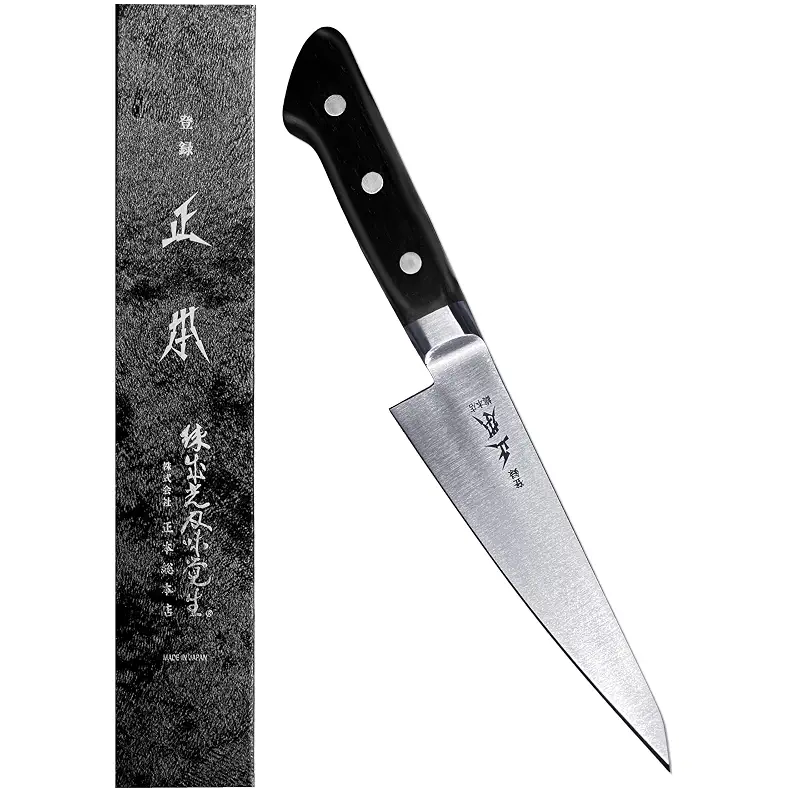 MASAMOTO VG Japanese Honesuki Boning Knife 5.7" (145mm) Made in JAPAN, Professional Deboning Knife for Chicken and Meat Cutting, Super Sharp Japanese Stainless Steel Blade, Full Tang POM Handle, Black