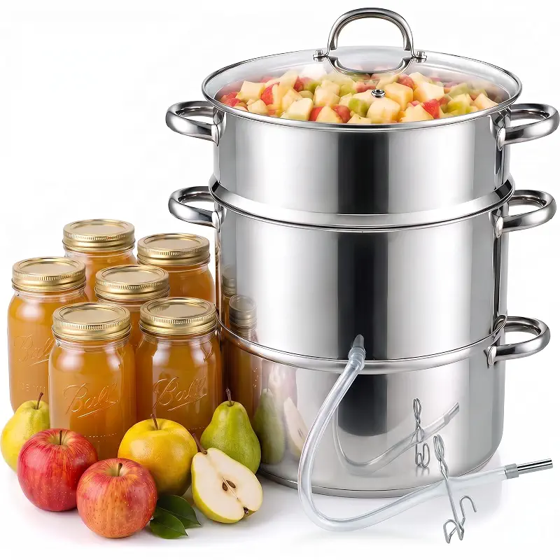 Cooks Standard Steam Juicer Pot 11 Quart Stainless Steel | Steam Canner for Fruit & Vegetable Juice Extraction, Multipot for Jelly, Sauce, Syrup & Home Canning with Glass Lid