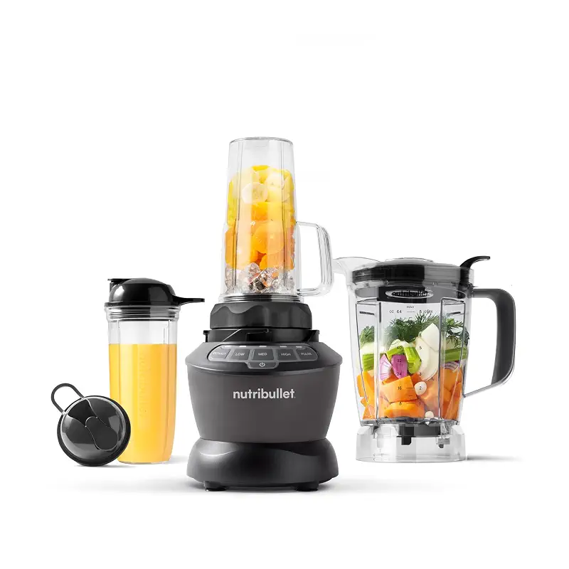 Nutribullet Full-Size Blender Combo, Single-Serve & Large Capacity, 1200W, 64oz Pitcher, 32oz Cup, Extractor Blade, 3-Speed, Pulse, Smoothies, Soups, Sauces, Easy Cleaning, Dark Gray, NBF50500