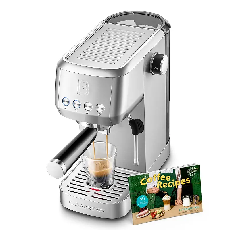 CASABREWS 3700 Essential Stainless Steel Espresso Machine with Steam Wand | 20-Bar Italian Pump, Powerful Steam Wand, 43.9oz Removable Water Tank, Compact Espresso Maker for Home, Cappuccino & Latte