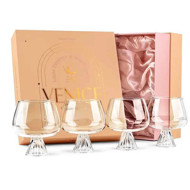 GLASSIQUE CADEAU Venice Goblet Cocktail Glasses for Gin Tonic, Aperol Spritz,Sangria | Modern Glassware Collection | Set of 4 | 17 oz Light Borosilicate Glass Balloons for Home Bar Drinks