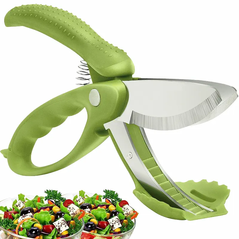 Upgraded Salad Scissors Tossing and Chopping Salad Chopper Heavy Duty Kitchen Salad Scissors Multifunction Double Blade Salad Cutting Tool