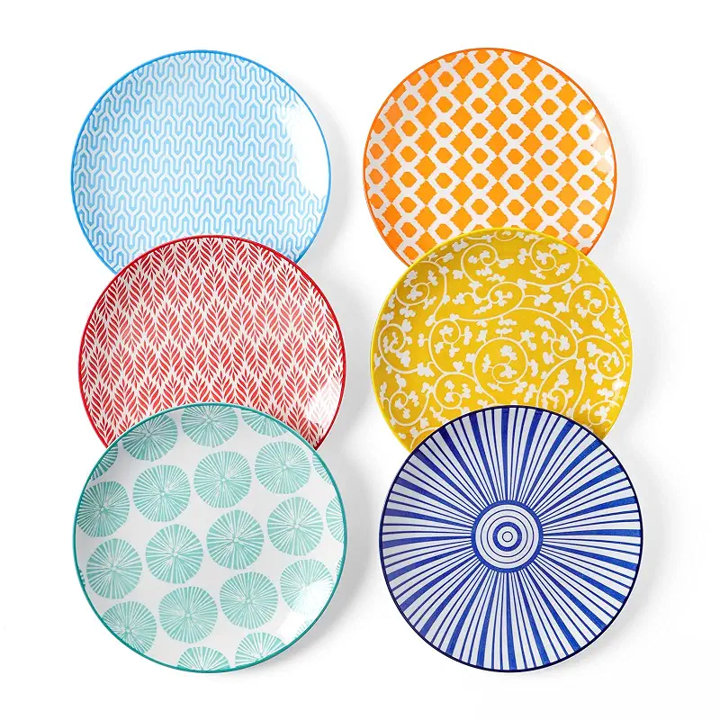 Selamica Ceramic Dessert Plates Set of 6, 6 Inch Small Plates for Snacks | Appetizer Plates for Kitchen, Microwave Dishwasher Safe, Assorted Colors