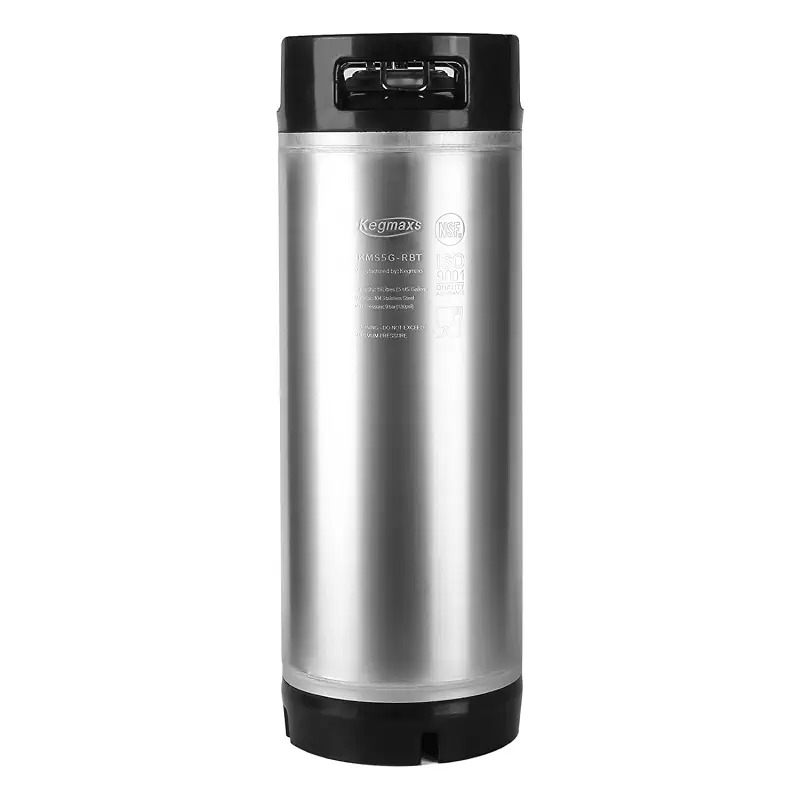 TMCRAFT New 5 Gallon Stainless Steel Ball Lock Keg with Dual Rubber Handles | NSF-Approved, Release Valve, Portable Rubber Base for Easy Tansport and Stackable, Double Ball Lock for Easy Connection