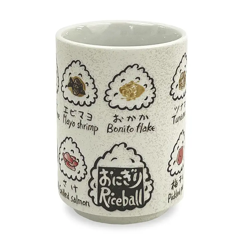 Japanese Tea Cup - Pottery 9 fl oz, Yunomi Mug, Sushi Made in Japan (C3-34 Rice ball)