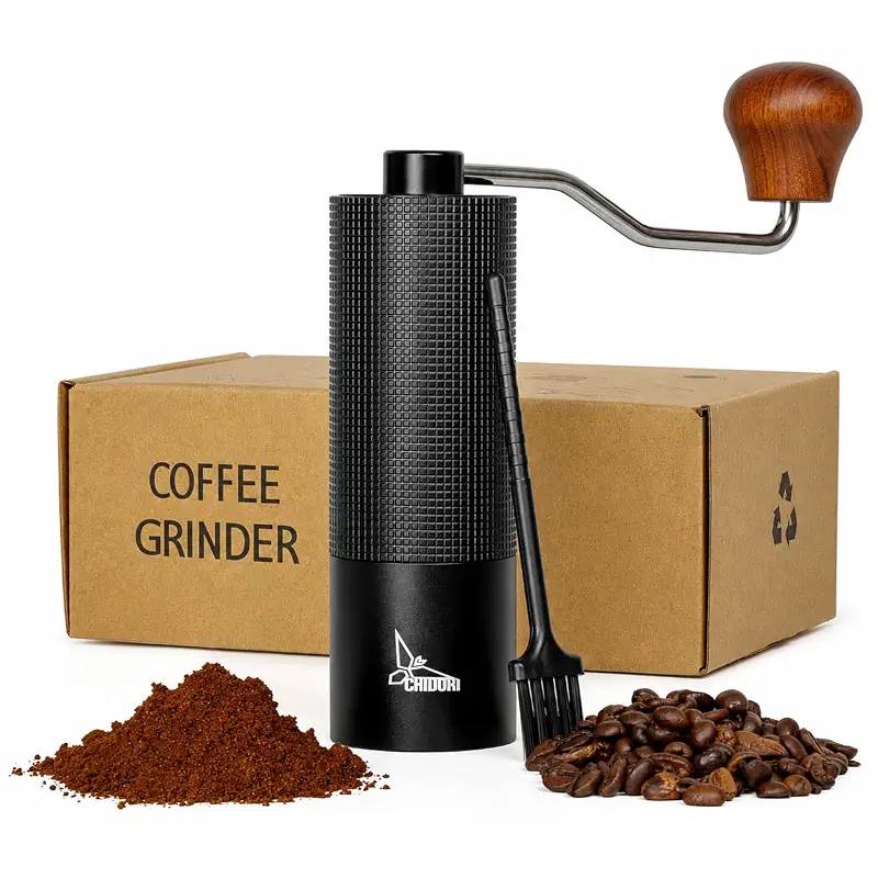 Chidori Manual Coffee Grinder — Hand Crank Burr Coffee Grinder for Espresso, Pour Over, French Press & AeroPress | Portable Stainless Steel Conical Burr Mill for Camping, Travel & Home