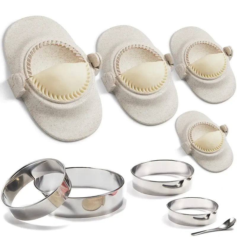 Empanada Maker Press, 6"/4"/3"/2.6" Extra Large Dumpling Maker Set | 6Inch Dumpling Mold Set with Dough Cutter for Pierogi, Pastelitos, Calzone, Turnovers, Chinese Dumpling, 4Sizes