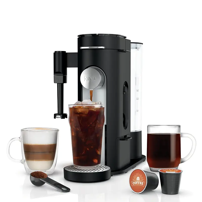 Ninja Single Serve Coffee Maker - Combo Machine, K-Cup Pods and Grounds | 4 Styles of Brewing, up to 24 Oz Cup Sizes, 56 Oz Removable Reservoir, Black, PB051
