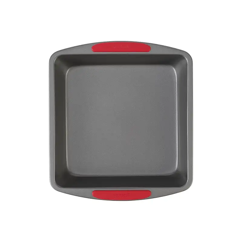 GoodCook MegaGrip Baking Pan with Silicone Grip Handles Square Non-Stick Heavy-Gauge Steel Cake Pan Baking Dish for Brownies Bread Cake Baked Goods & More, Dishwasher Safe, 8x8-Inch,