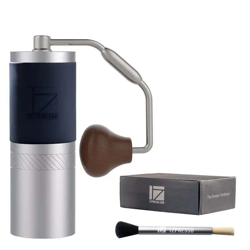 1Zpresso J Manual Coffee Grinder Silver with Assembly Stainless Steel Conical Burr - Numercial Internal Adjustable Setting for Pour Over French Press Cold Brew.