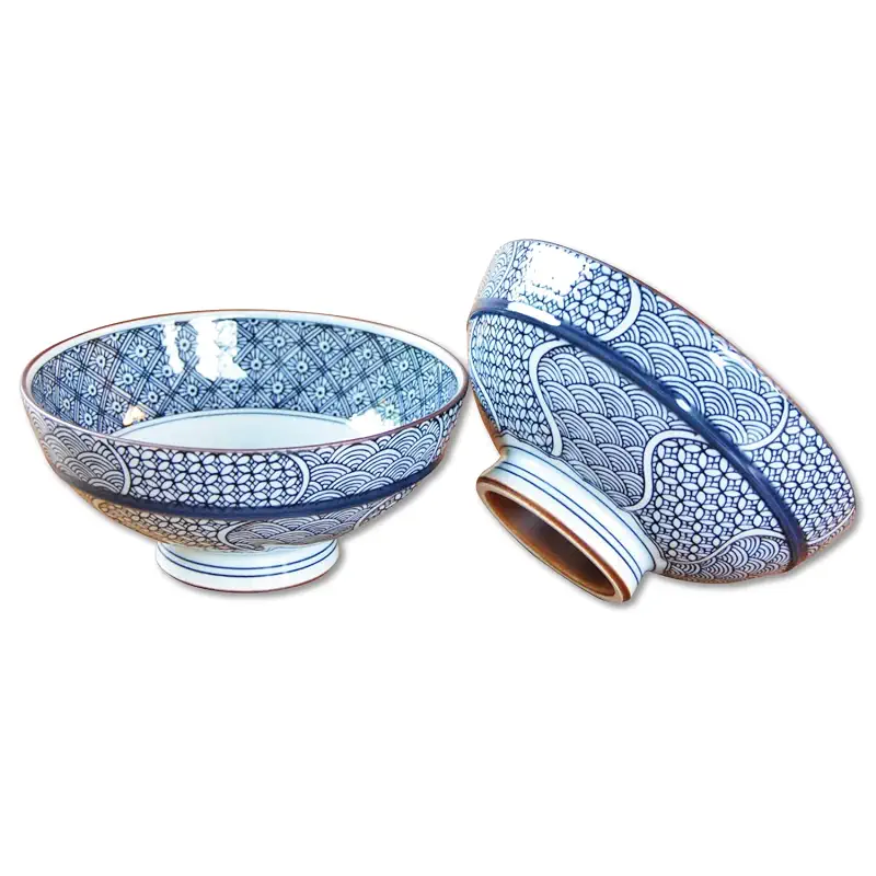有田焼やきもの市場 Japanese Rice Bowl 5.3 inches in Diameter set of 2 Ceramic Arita Imari ware Made in Japan Porcelain Jimon-ori Large