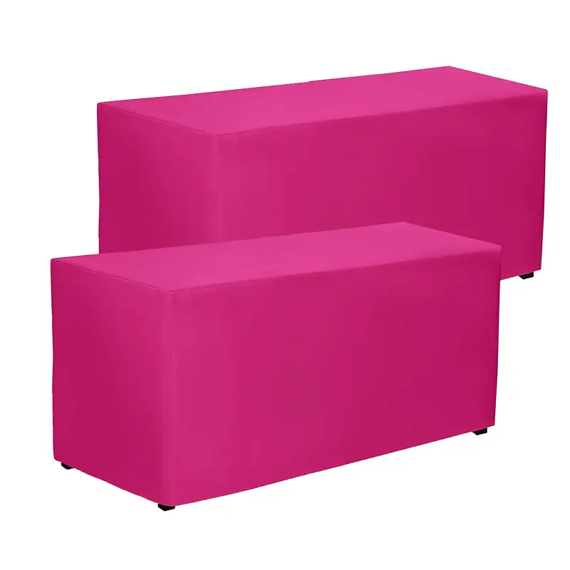 PLOYMONO Fuchsia Fitted Tablecloths, 2 Pack 4FT Table Cover (48x24lnch) | Fitted Table Cloth Made of Premium Polyester Fabric - Table Cover Great for Trade Show, Buffet, Craft Show , Wedding, Party