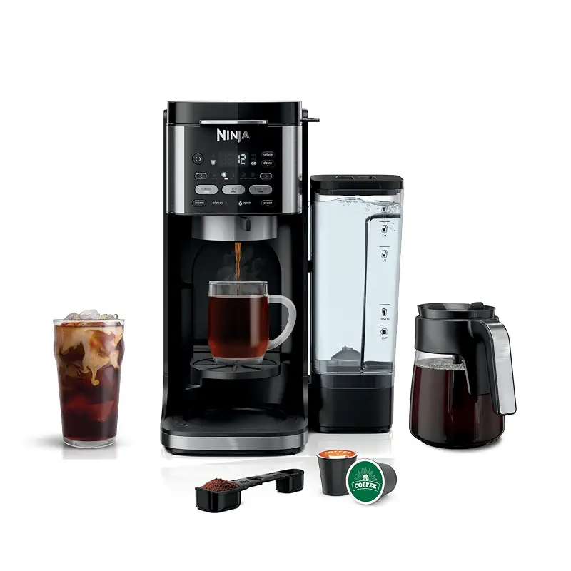 Ninja Drip Coffee Maker, DualBrew Pro Hot & Iced, Black, CFP101 | Single Serve to Carafe, Brew with Pods & Grounds, Compatible with K Cups, 3 Brew Styles, 60oz Removable Reservoir