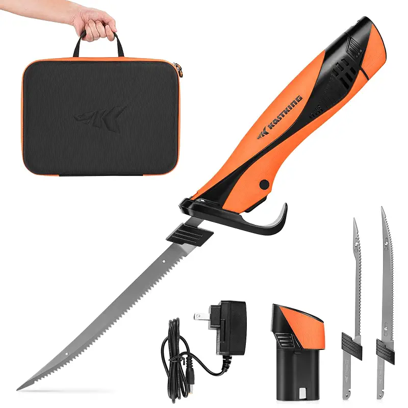 KastKing Speed Demon Pro Lithium-ion Electric Fillet Knife | Cordless Rechargeable Fishing Knife with 2 Blades, High Torque Motor with Extended Battery Life, Ergo Handle, Carry Case