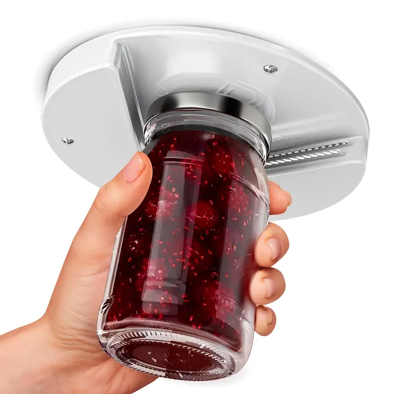 Under Cabinet Lid Jar Opener for Weak Hands and Seniors with Arthritis | Opens Any Cap One Handed, Heavy Duty Steel, Unscrews Bottles and Cans, No Drill, Mounts Out of Sight in your Kitchen Cabinet