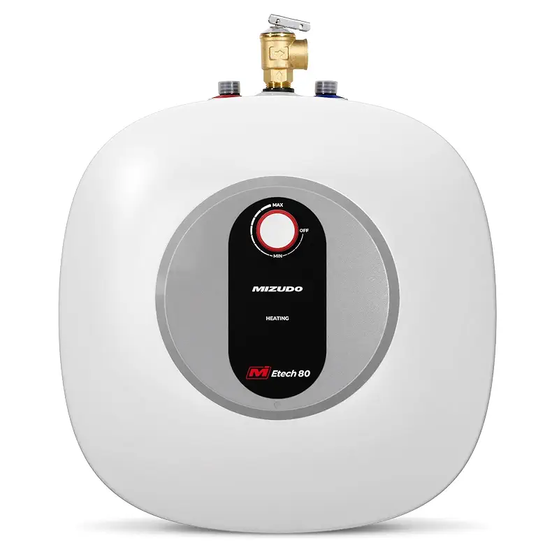 Electric Tank Water Heater, MIZUDO 8 Gallon Point of Use Hot Water Heater | Easy to Install for Kitchen, Food Truck, RV, Camper, 120V 1440W, Under Sink, Wall or Floor Mounted