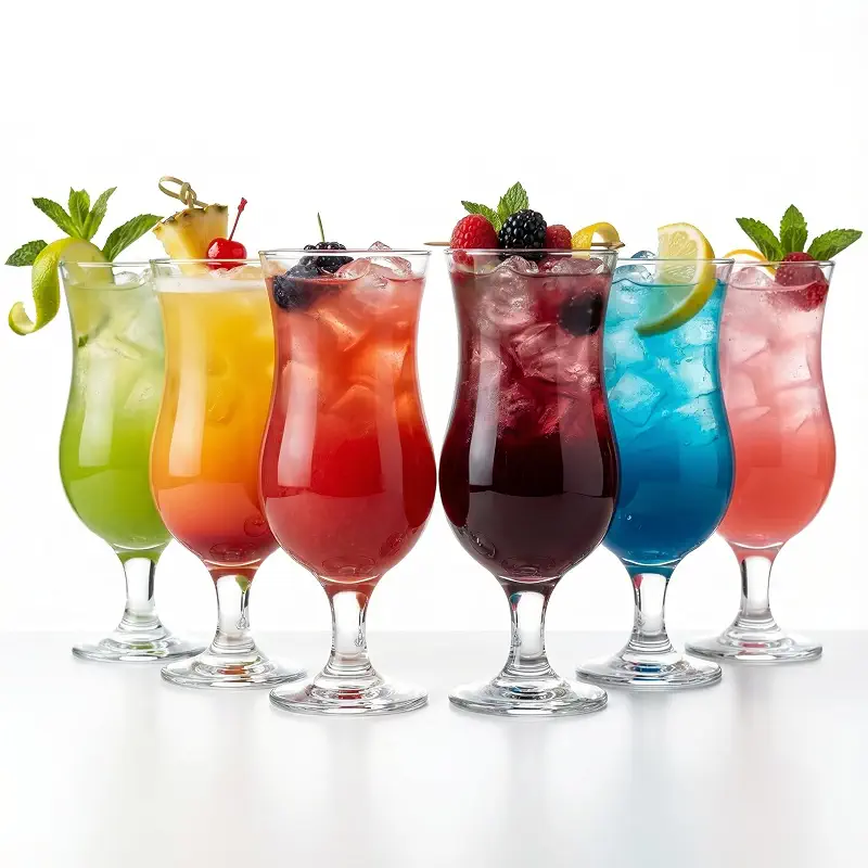 Large Hurricane Glass Set Of 6 Pcs 12.8 Oz / 380 Ml, Tall Cocktail Glasses, Mojito, Margarita, Sangria, Pina Colada Glasses, Stemmed Big Coupe Glassware (6x380ml)