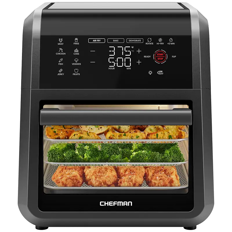 Chefman 12-Quart 5-in-1 Air Fryer Oven with Digital Timer, Touchscreen, and 12 Presets - Family Size Countertop Convection Oven, Dishwasher-Safe Parts