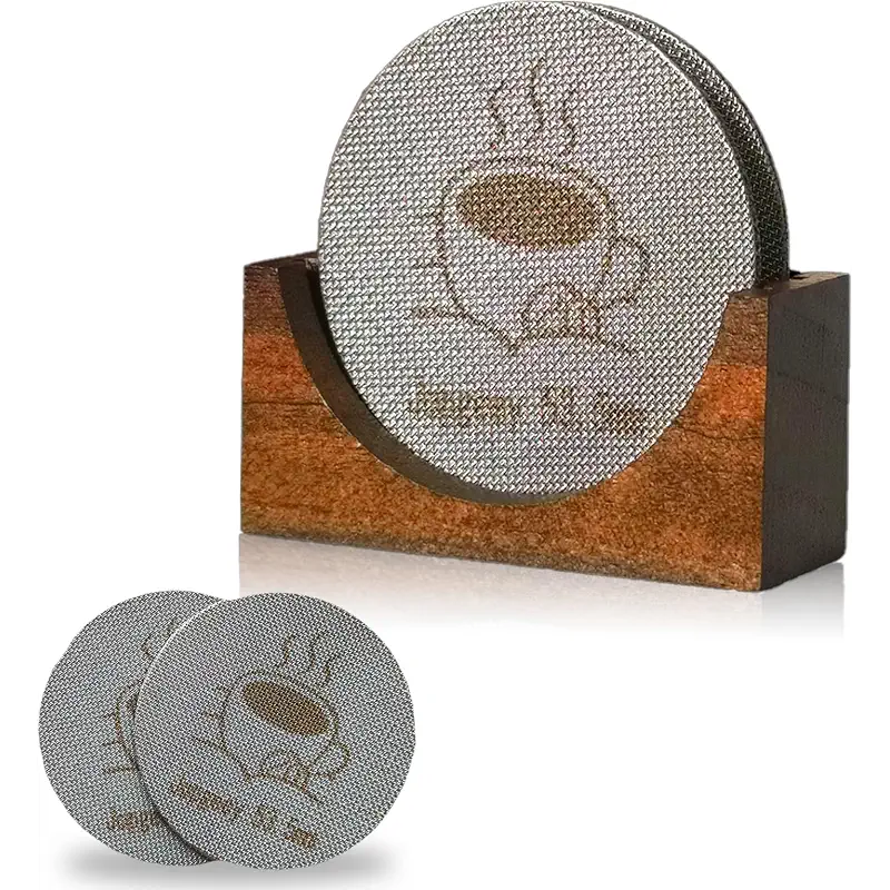 2 Packs 53.5mm Espresso Puck Screen with Stand, Reusable Coffee Filters | for Breville Barista 54mm Portafilter Basket, 1.7mm Thickness 150μm 316 Stainless Steel Espresso Machine Accessories