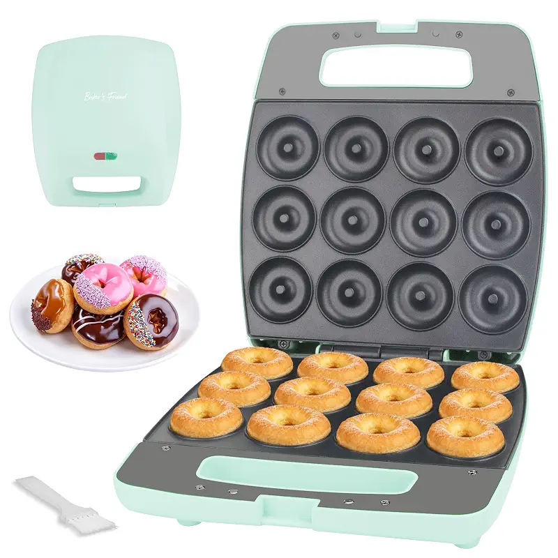 Baker's Friend Mini Donut Maker Machine, Bake 12 Mini Doughnuts, Maquina Para Hacer Donas, Perfect for Breakfast, Snacks, Desserts & More