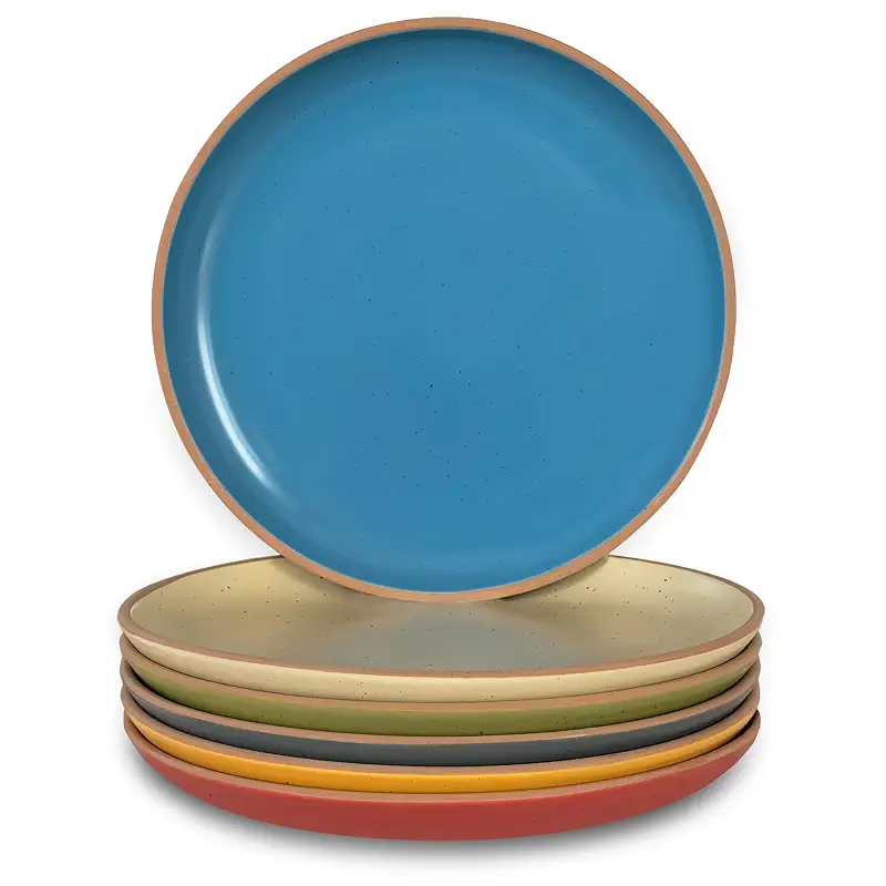 Mora Ceramic Artisan Matte Plates Set, 7.8 in - Set of 6 - The Dessert, Salad, Appetizer, Small Dinner etc Plate. Microwave, Oven, and Dishwasher Safe, Scratch Resistant. Kitchen Porcelain Dish