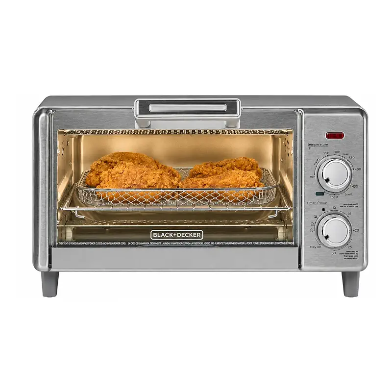 BLACK+DECKER 4-Slice Air Fry Toaster Oven, 5-in-1 Countertop Oven | Air fry, bake, broil, toast and keep warm with EvenToast technology and room for a 9-inch pizza.