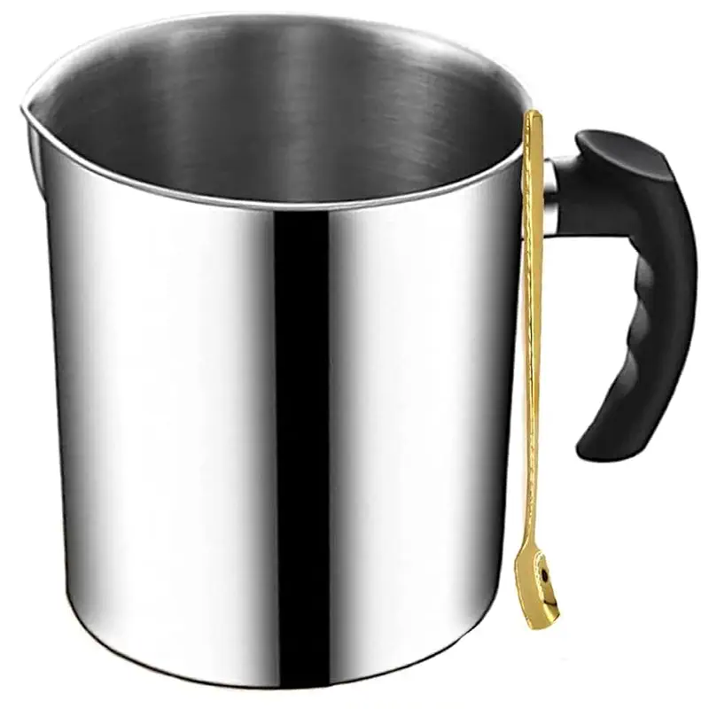 Phinicco 44oz 1.3L Candle Making Pouring Pot Wax Melting Pot and Spoon 304 Stainless Steel Candle Making Pitcher Heat-Resistant Handle