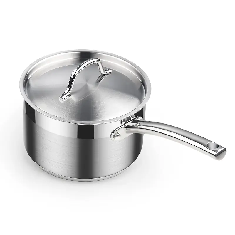 Cooks Standard Professional 3 Quart Stainless Steel Saucepan with Lid, Kitchen Sauce Pot, Multi-Purpose Sauce Pan, Milk Chocolate Cooking Pan, Dishwasher & Oven Safe, Induction Compatible