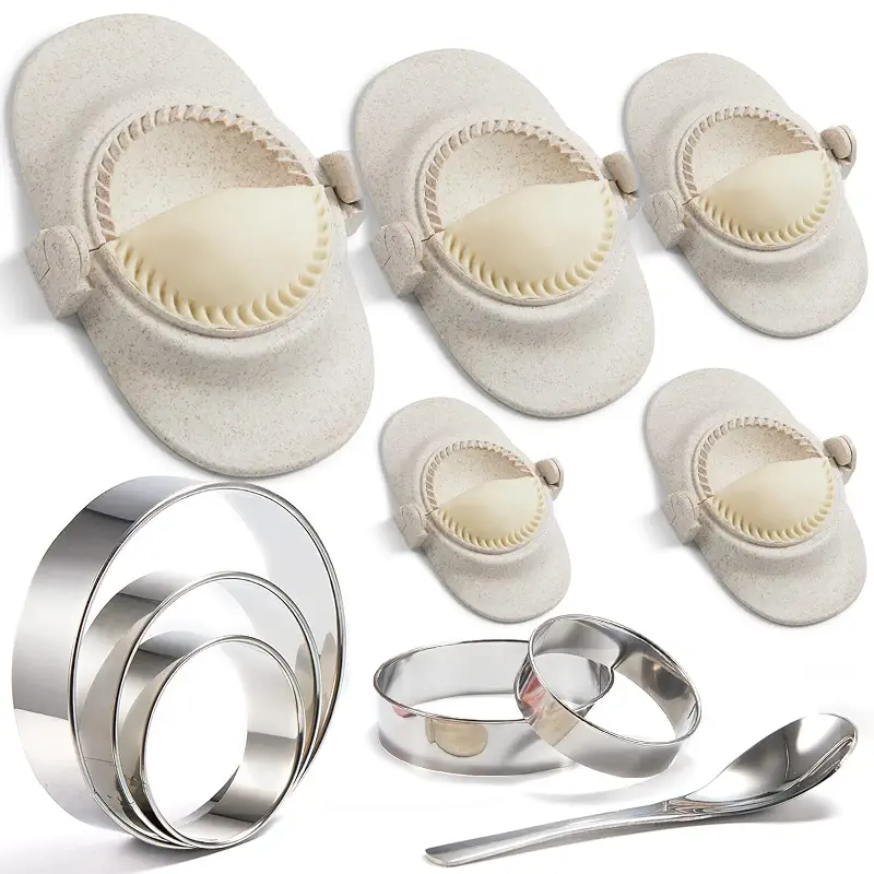 Empanada Maker Press, Large Dumpling Maker Set (6"/5"/4"/3"/2.6") | 5Sizes Extra Large Dumpling Maker Mold Set with Dough Cutter for Pierogi, Pastelitos, Calzone, Turnovers