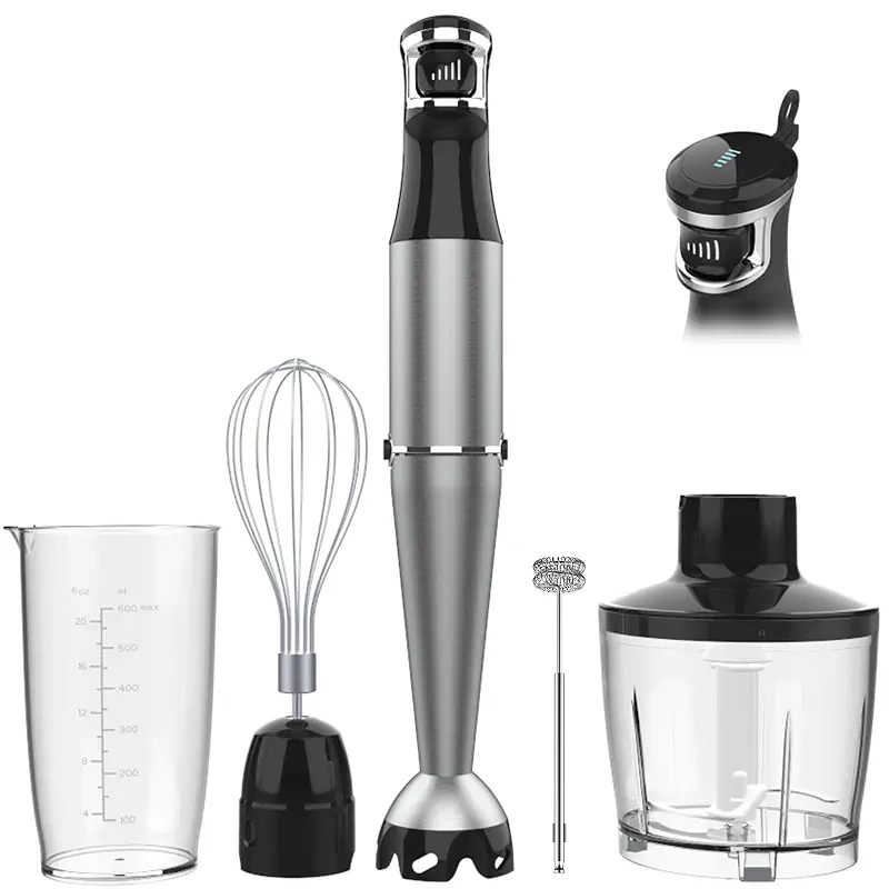 Turelar Immersion Blender Handheld Corded, 1100W 5 in 1 Hand Blender Set | Trigger Variable Speed, Emulsion Stick Mixer with Food Processor, Whisk, Frother, for Soup, Puree, Baby Food, Anti-scratch