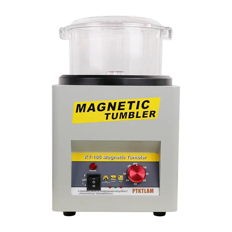 KT-185 Magnetic Tumbler Jewelry Polisher 180mm Polishing Barrel | 200g Burnishing Pins, Automatic Forward and Reverse Rotation, For Jewelry