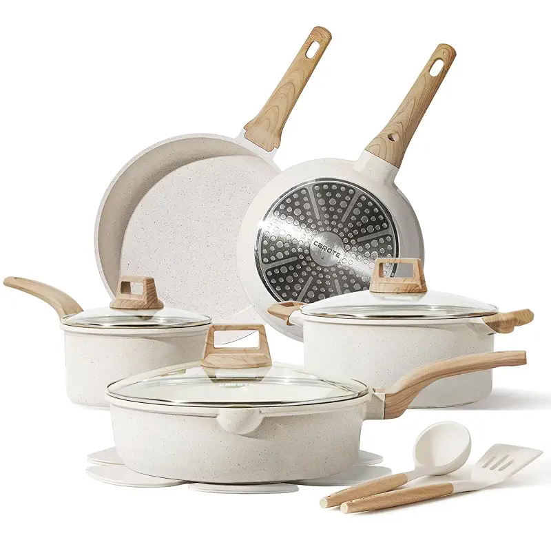 CAROTE Pots and Pans Set, Nonstick Cookware Sets, 14pcs | Induction Cooking, Ultra Durable, Easy to Clean, Even Heating, All-Stovetop Compatible, PFOA-Free Kitchen Set