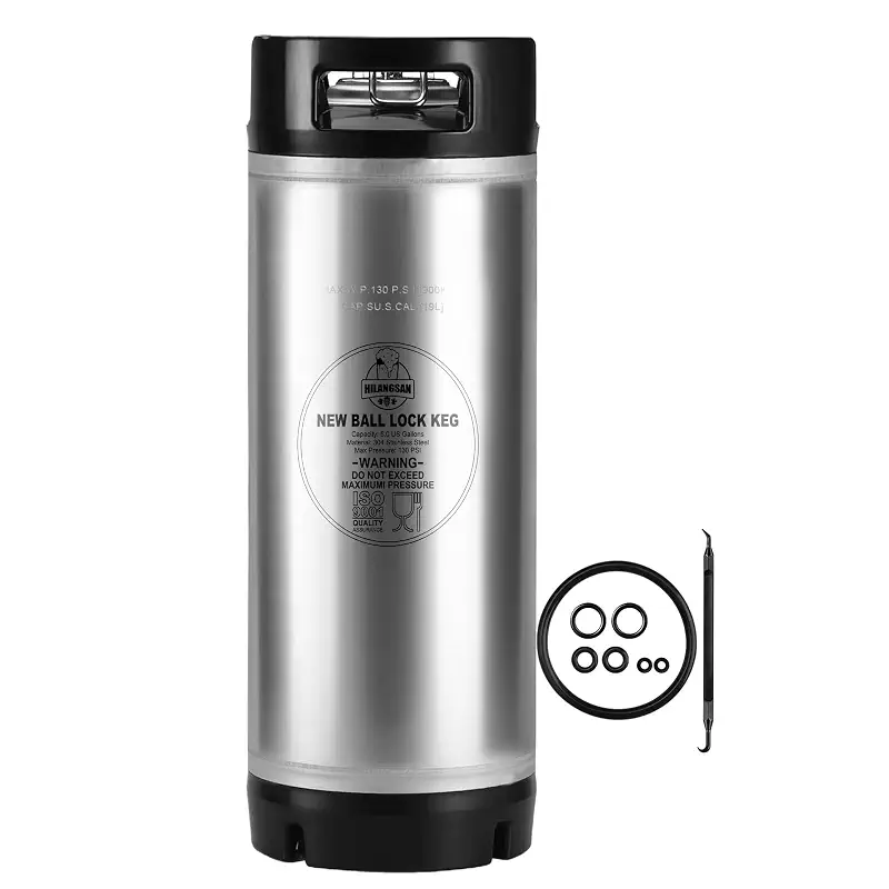 5 Gallon Keg Corny Keg, Stainless Steel Cornelius Keg Beer Keg for Homebrew | Ball Lock Keg with Dual Rubber, Ball Lock Keg Fittings, Leak-Proof Ball Lock Gas & Liquid Posts