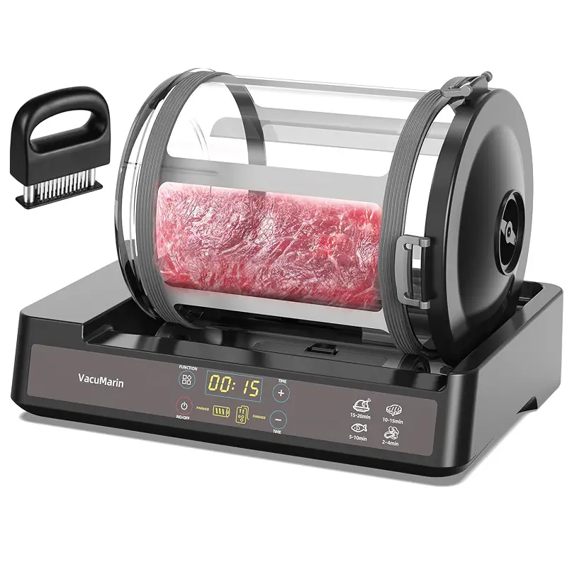 15 Minute Vacuum Tumbler Marinator for Meat Vegetable with Leak Proof Clip and Free Meat Tenderizer