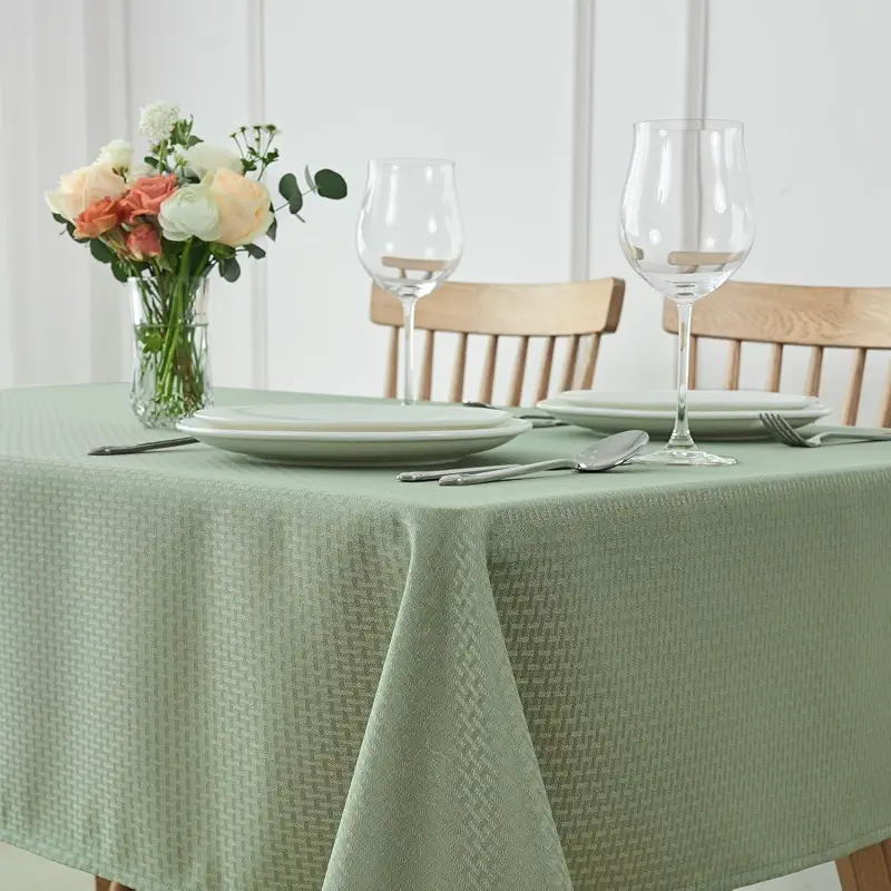 maxmill Tablecloth Weaved Texture Stain Resistant Waterproof, Wrinkle Resistant Washable Table Cloth, Fabric Table Cover for Dining Room, Indoor Outdoor Use, Rectangle 60 x 120 Inch, Sage Green
