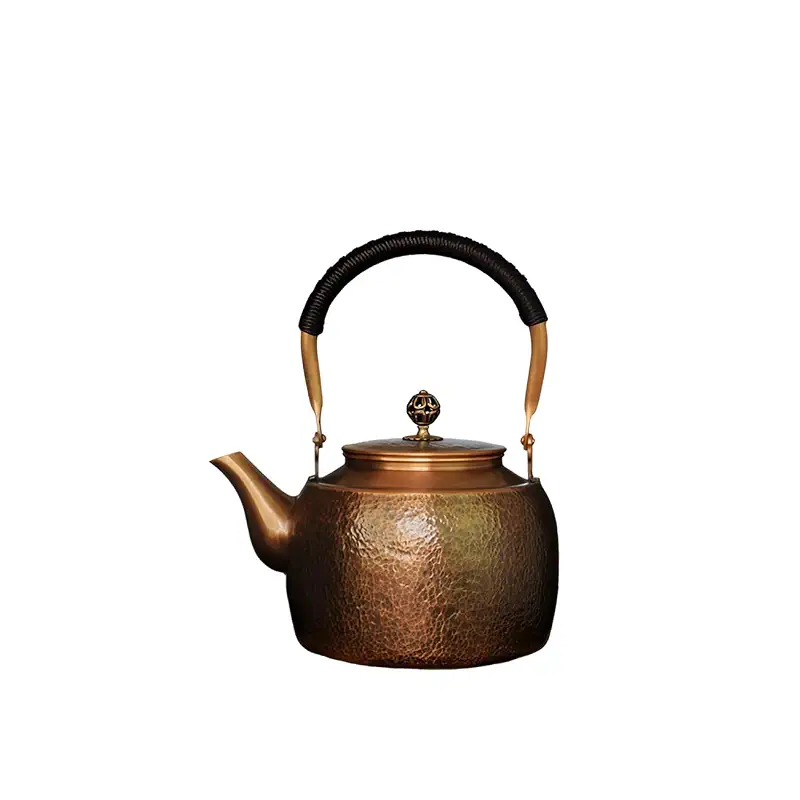 Handmade Large Hammer Copper Pot Kettle Stovetop Teapot 1.5mm Thick Pure Red Copper Handmade, 1700 ml - 2.42bl