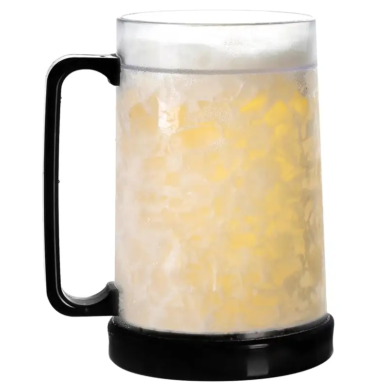 Double Wall Gel Frosty Freezer Ice Mugs Clear 16oz Set of 1 (Black), one, BB000