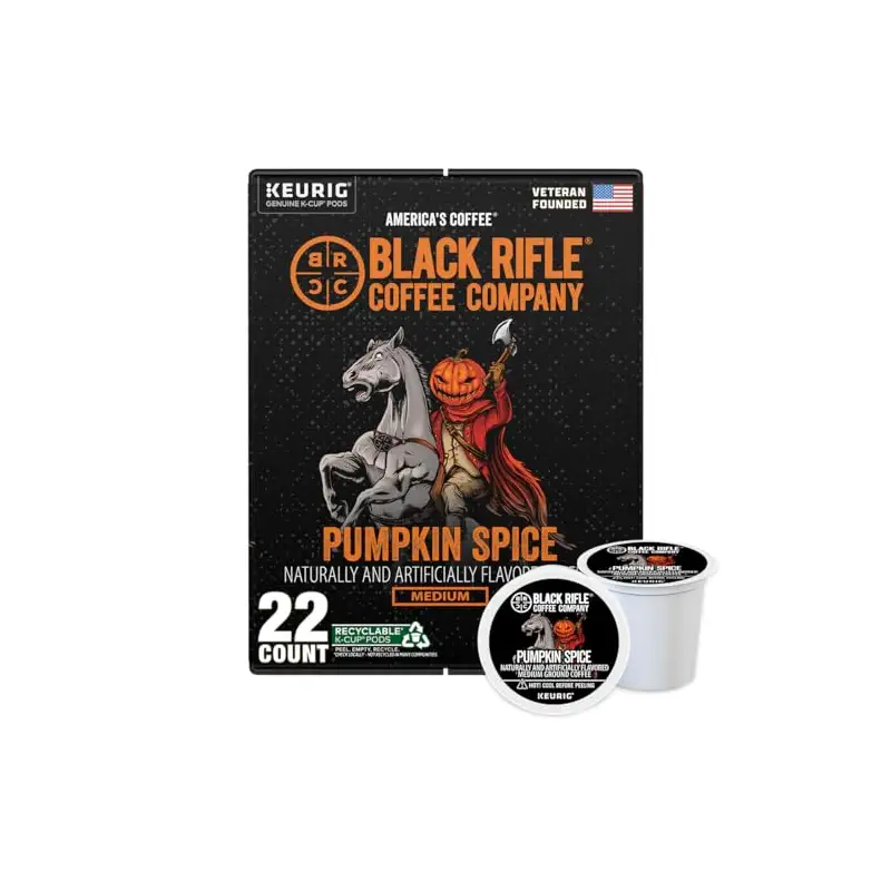 Black Rifle Coffee Company Pumpkin Spice, 22 Count, Medium Roast K Cups - Single Serve K Cups Coffee Pods - Kcup Pods Compatible with all Keurig machines - Made from Arabica Beans