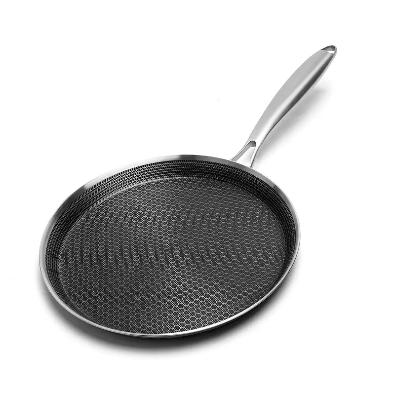 Innerwell 12 Inch Stainless Steel Crepe Pan,Nonstick dosa tawa | Honeycomb nonstick coating, PFOA-free.Compatible with All Stoves. Easy to clean.Oven Safe&Dishwasher Safe