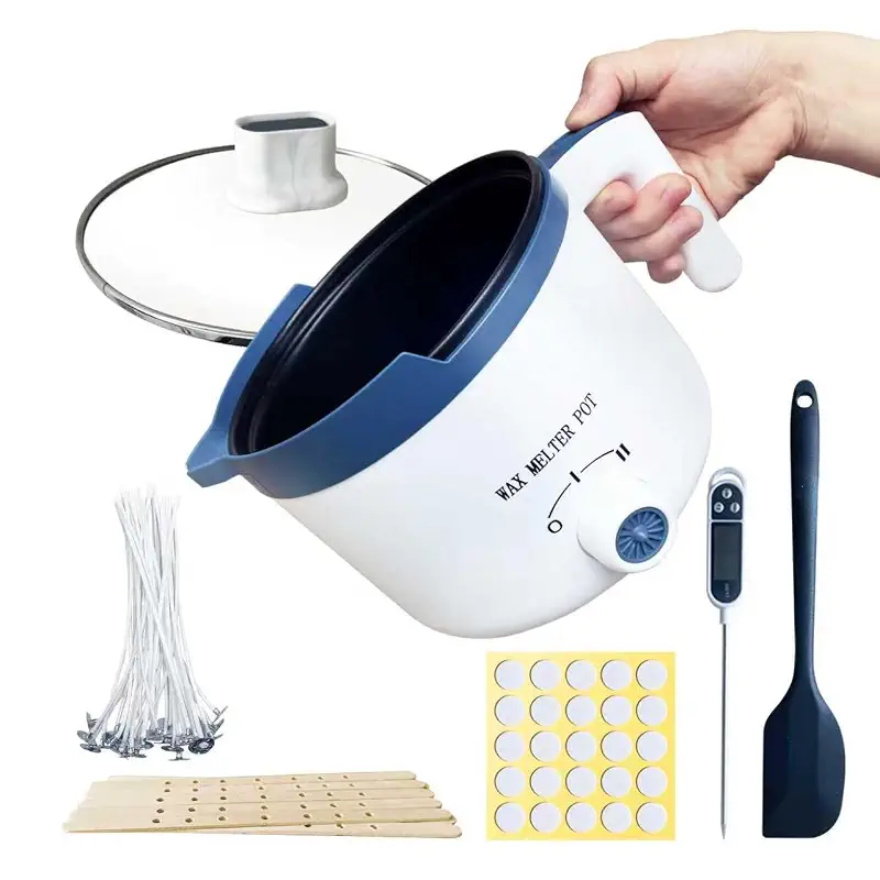 Ksedcon Electric Wax Melting Pot for Candle Making with Pouring Spout | Wax Melter Pot Kit Included Thermomelter Wicks, Wick Stickers, Centering Device, Stirring Spoon